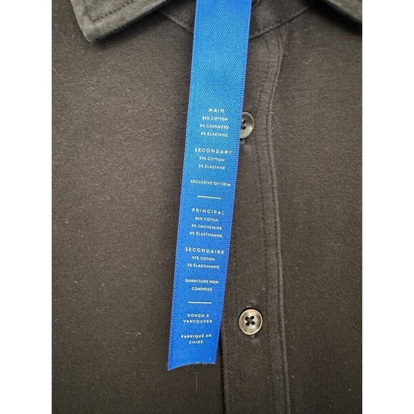 Kit & Ace Cashmere Blend Button Down Shirt Contrast Sleeve Gray Black Men Small - Picture 4 of 7